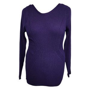 NEW NWT LANE BRYANT Bodycon Purple Sweater 14 16 XL Plus Ribbed V Neck Knit Plus